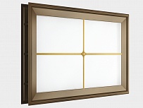 Окно акриловое 452х302, коричневое с раскладкой «крест» (арт. DH85628). Специальная конструкция обеспечивает плотное прилегание к полотну ворот, что защищает его от промерзания и теплопотери. Стилистическая вставка в форме креста. Окантовка коричневого ц